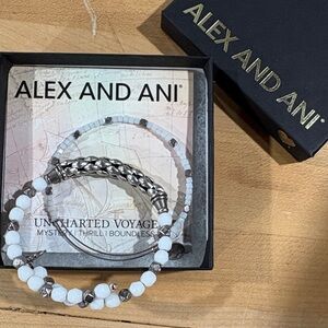 Alex and Ani Silver and White Beaded Bracelets